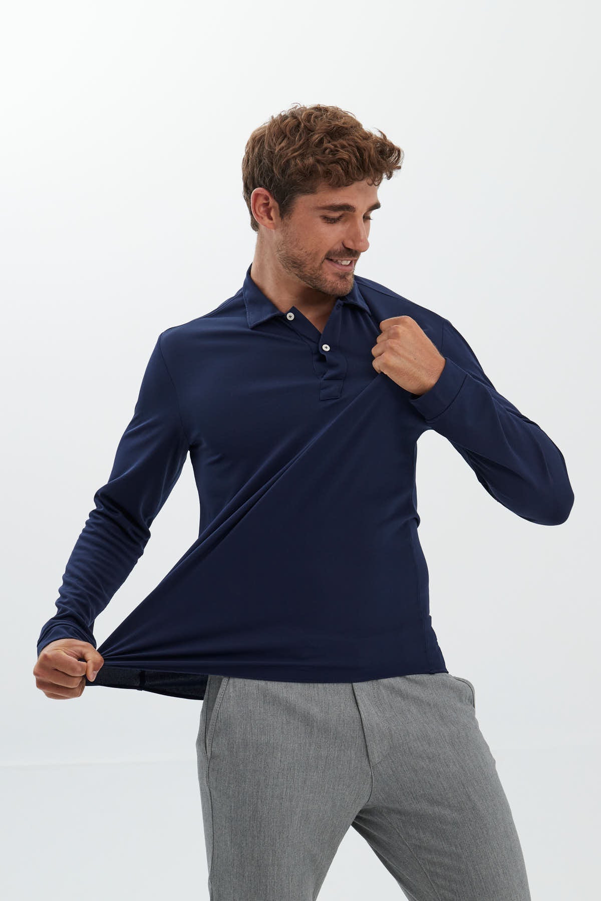 Polo azul marino de manga larga ∞