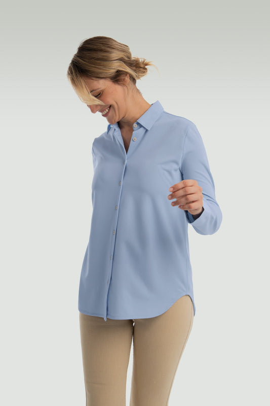 Women's oversized blue cape shirt ∞