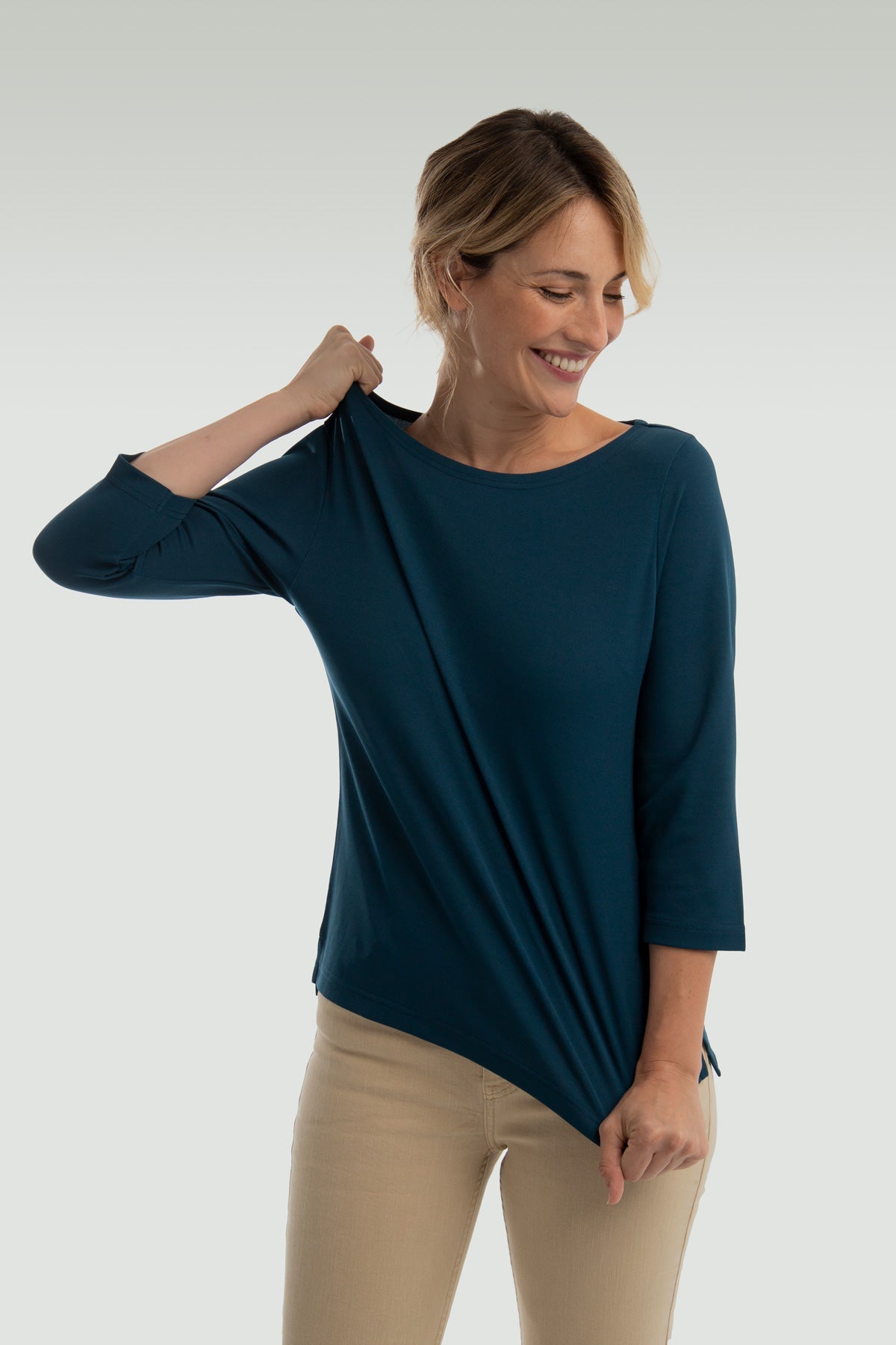 Women's boat neck t-shirt storm blue ∞