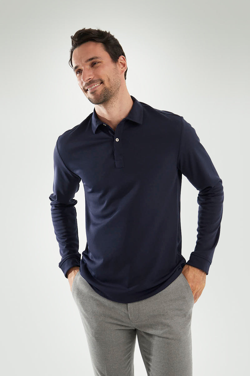 Polo manga larga azul zafiro ∞