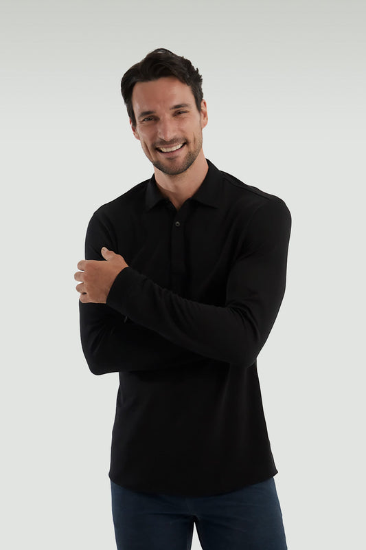 Polo negro de manga larga ∞