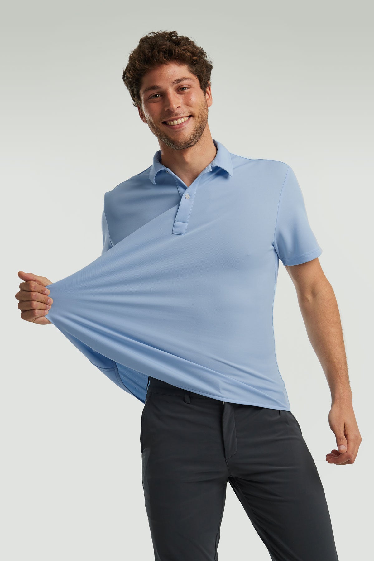 Polo azul niebla ∞