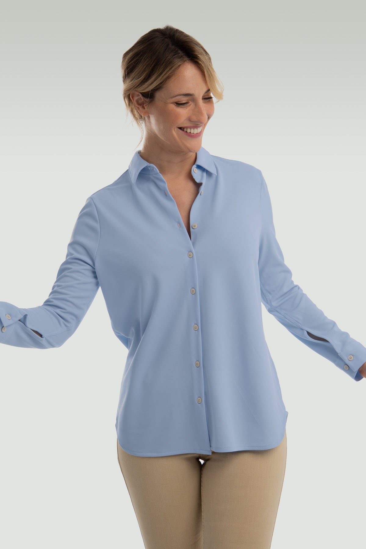 Women's oversized blue cape shirt ∞