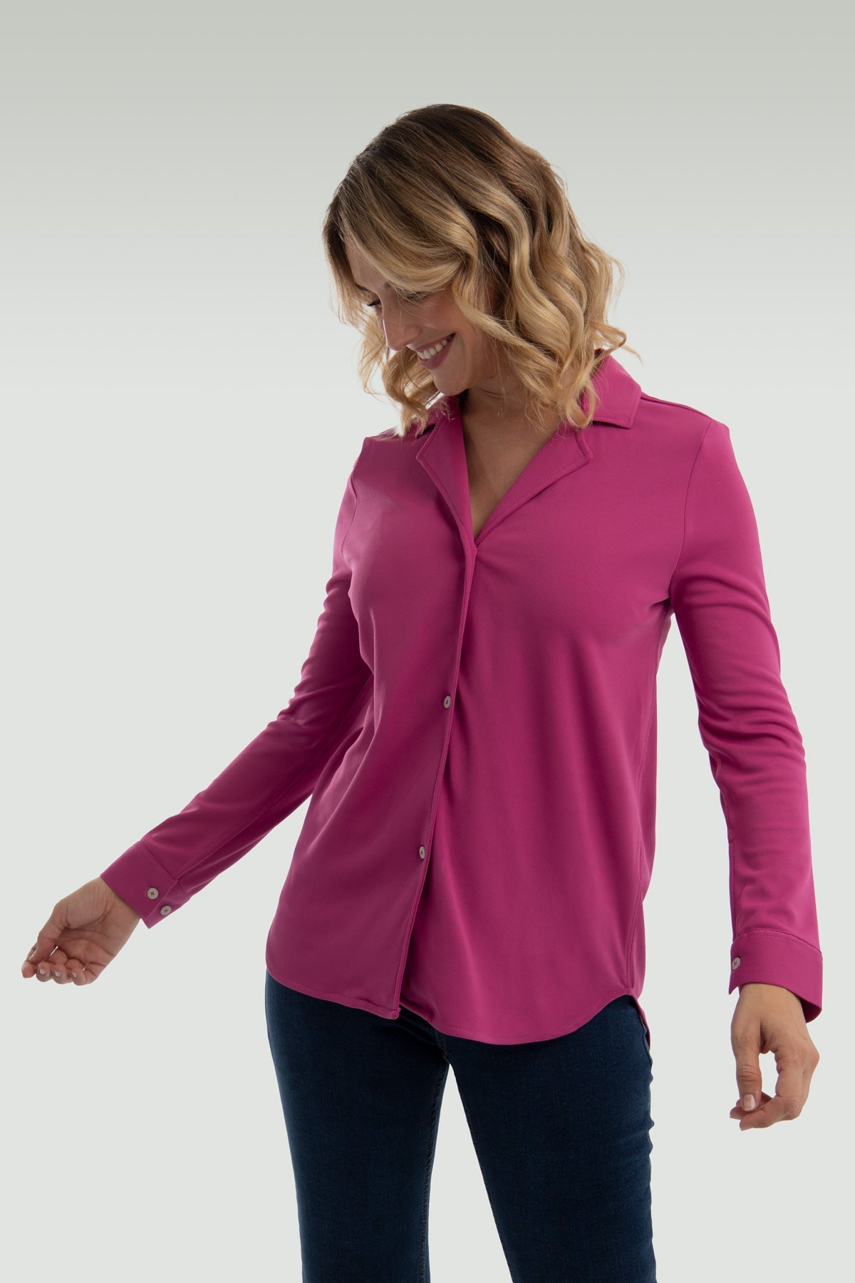 Women's bowling shirt pink geode ∞