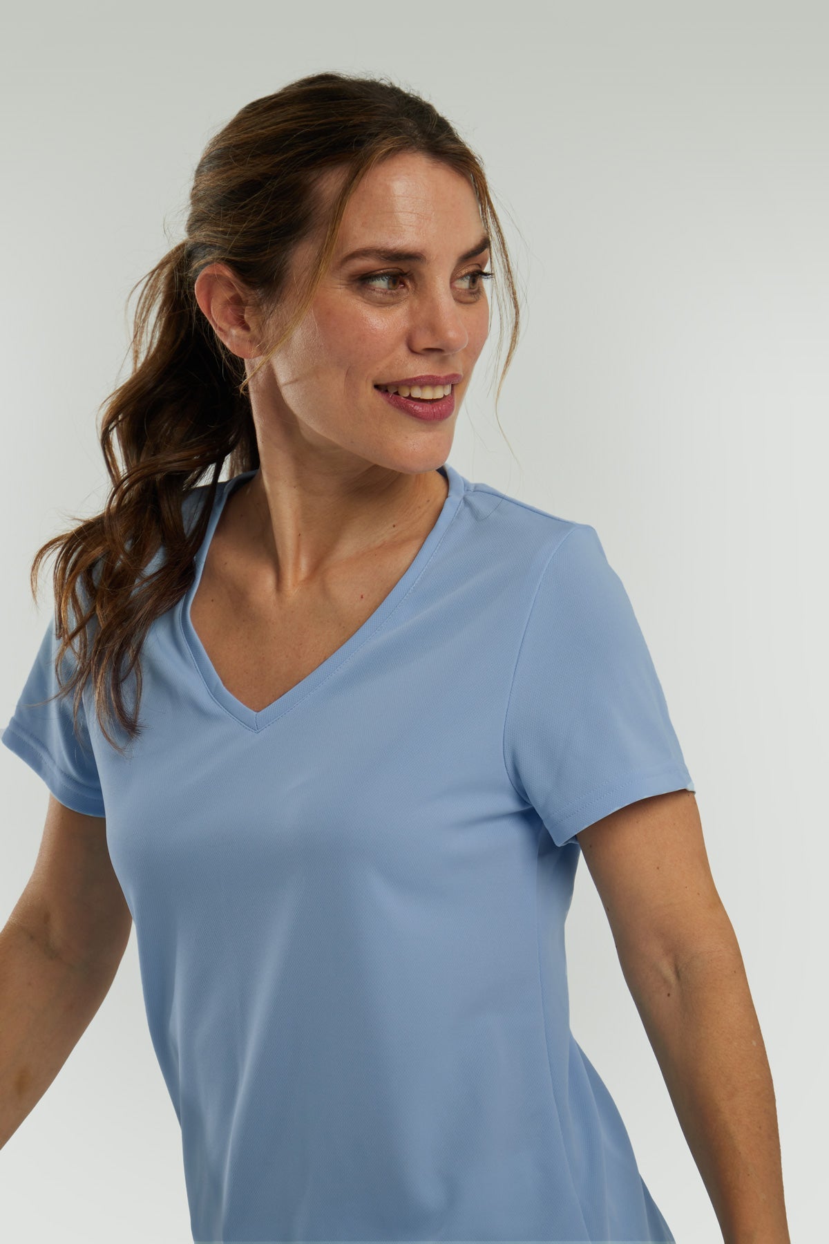 Misty blue v-neck T-shirt ∞
