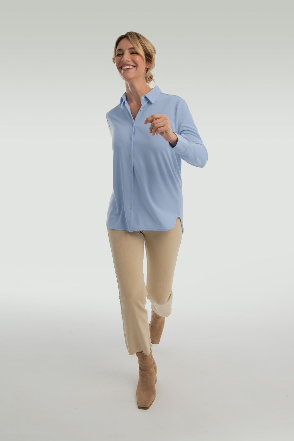 Women's oversized blue cape shirt ∞