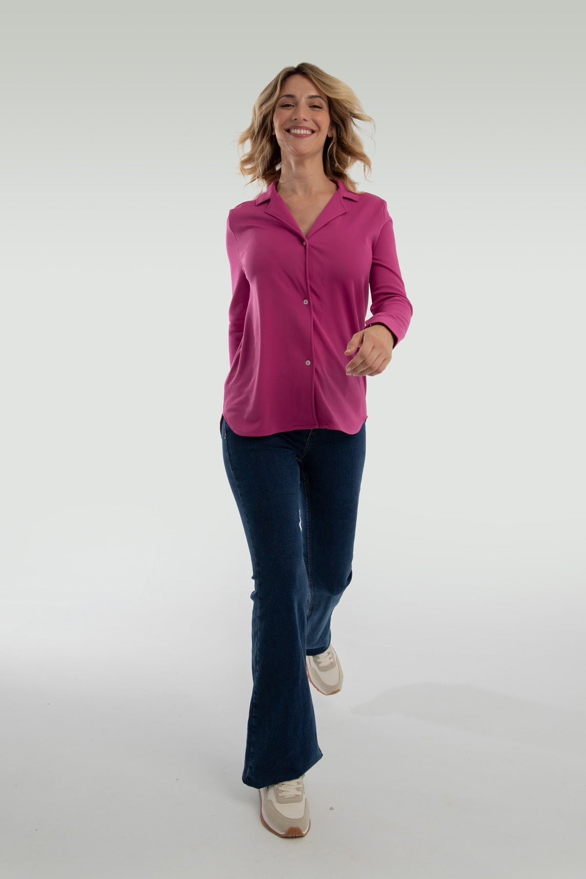 Women's bowling shirt pink geode ∞