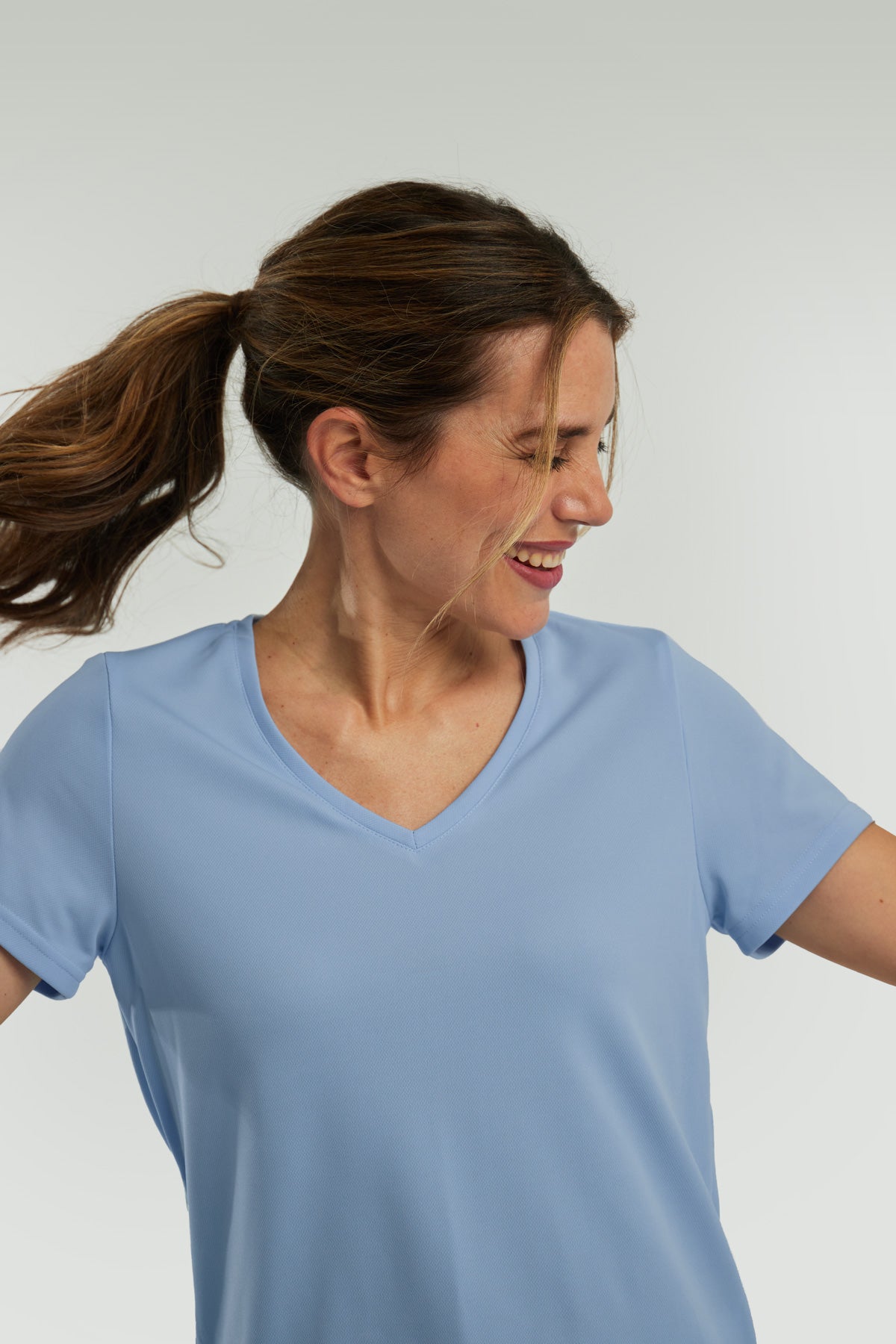 Misty blue v-neck T-shirt ∞