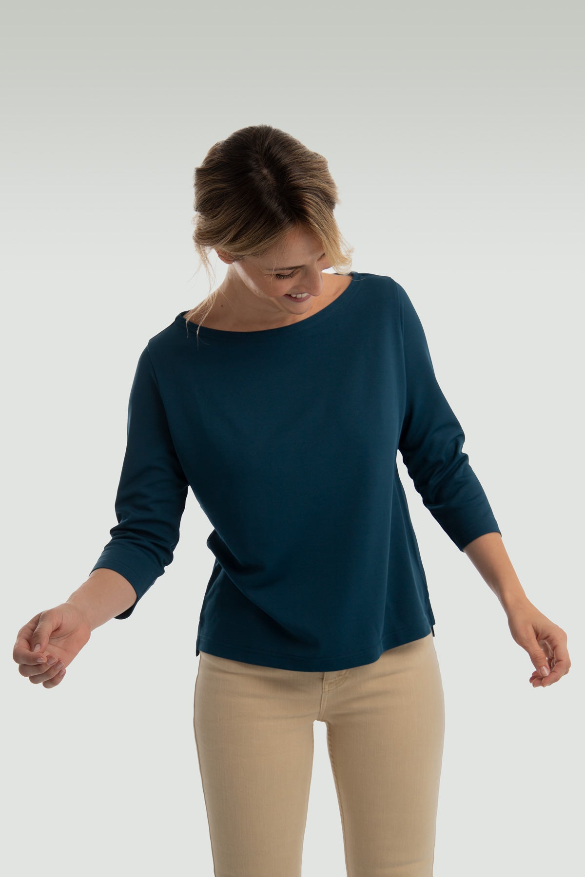 Women's boat neck t-shirt storm blue ∞