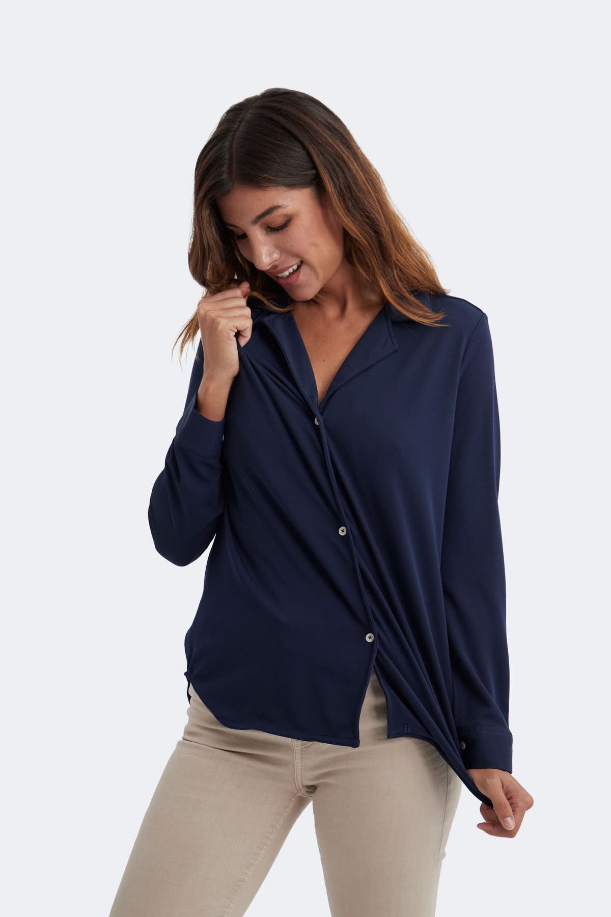Navy blue bowling shirt ∞