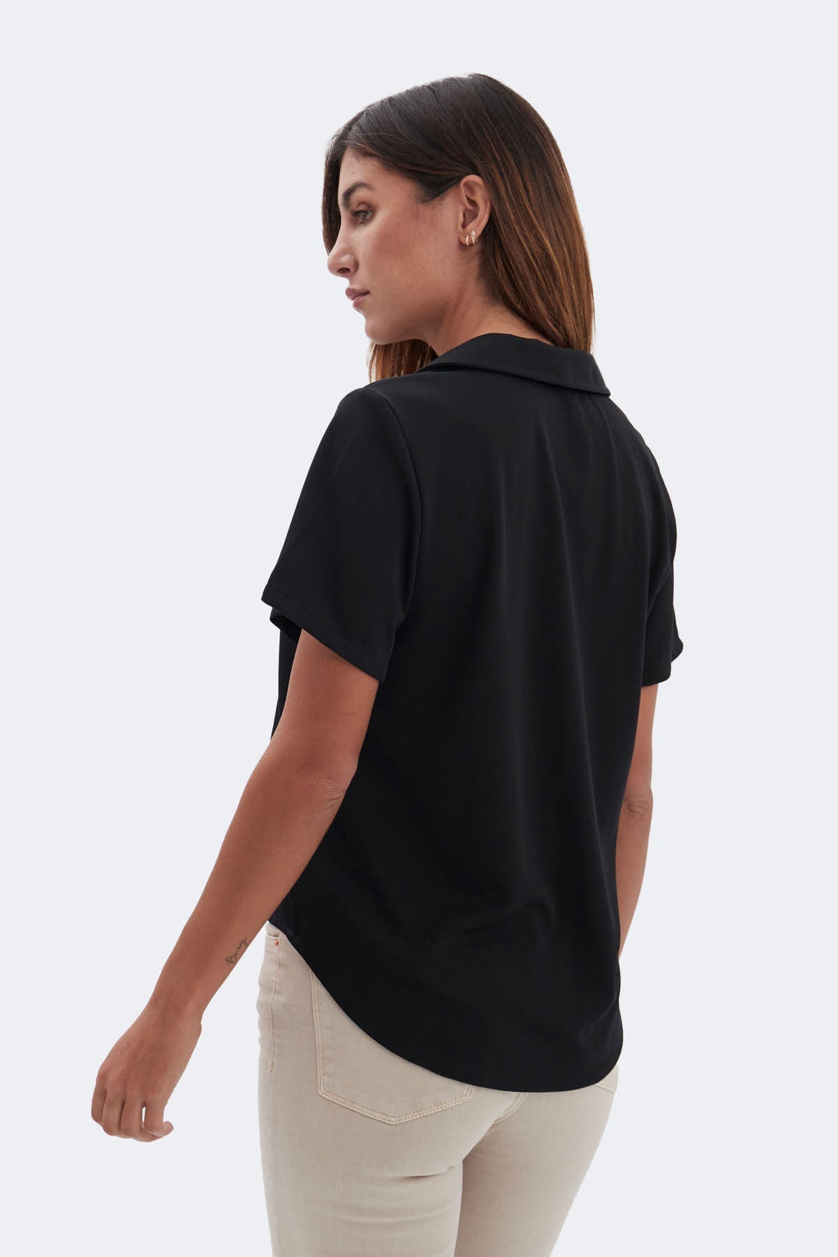 Black bowling shirt with short sleeves ∞