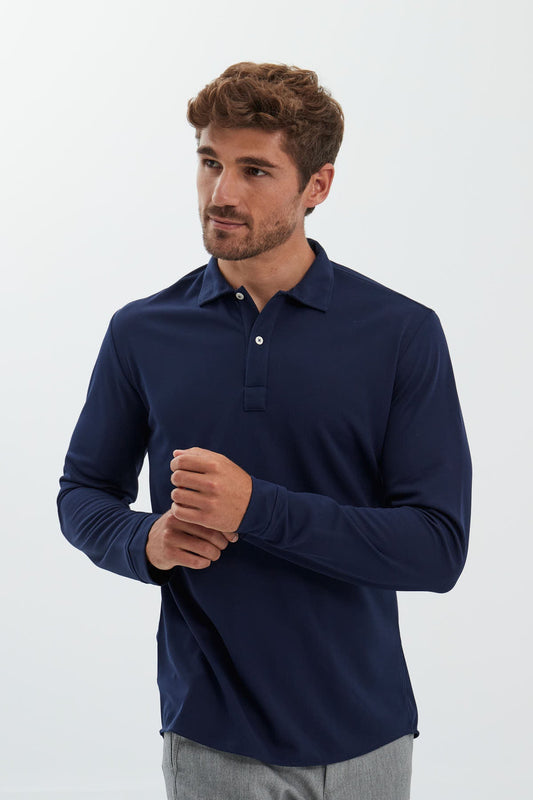 Polo azul marino de manga larga ∞