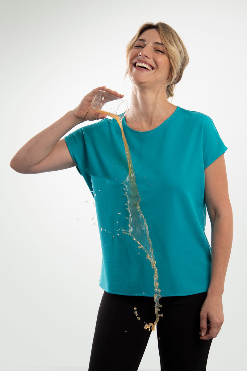 Women's emerald blue kimono T-shirt ∞