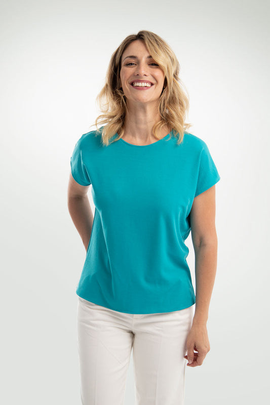 Women's emerald blue kimono T-shirt ∞