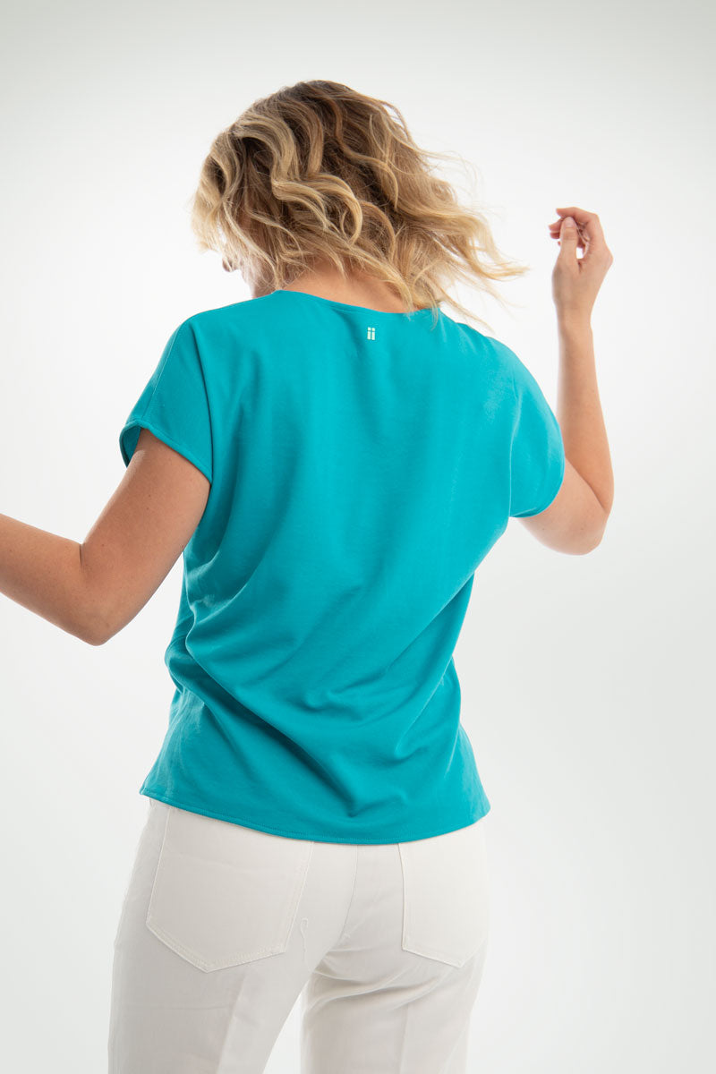 Women's emerald blue kimono T-shirt ∞