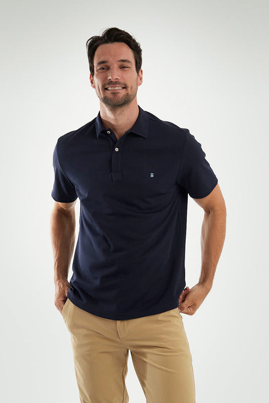 Polo manga corta azul zafiro con logo ∞