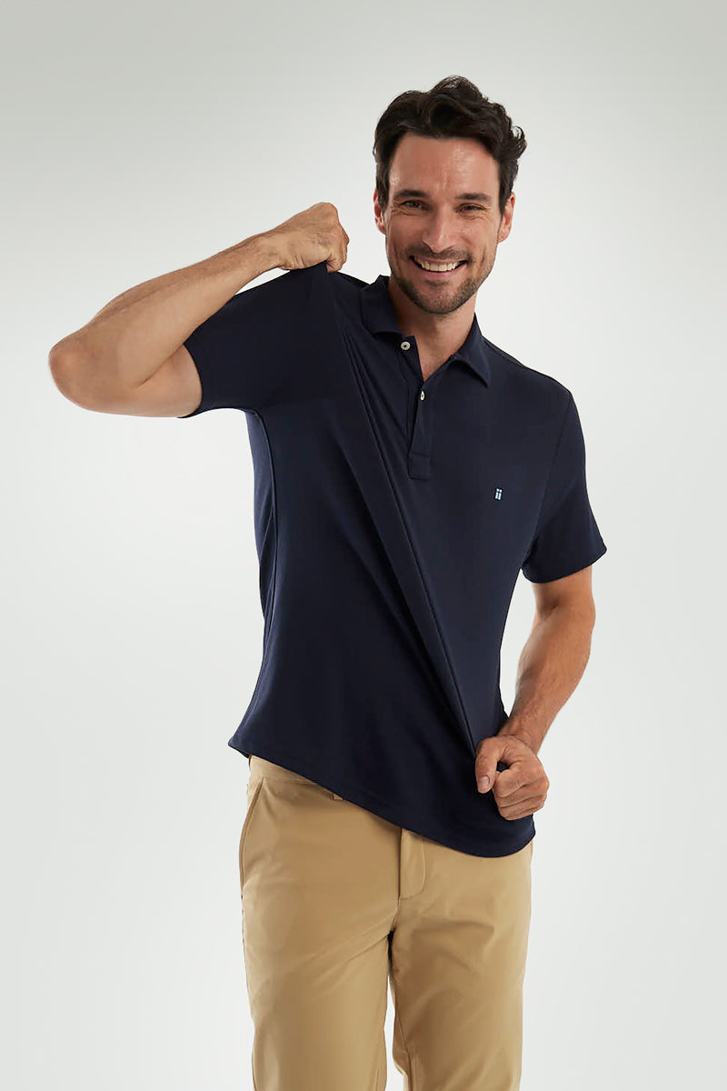Polo manga corta azul zafiro con logo ∞
